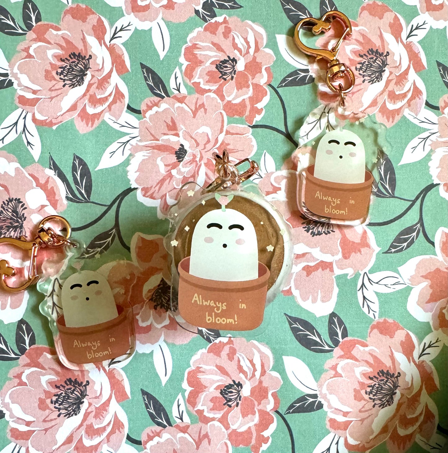 Always in Bloom Acrylic Ghost Keychain