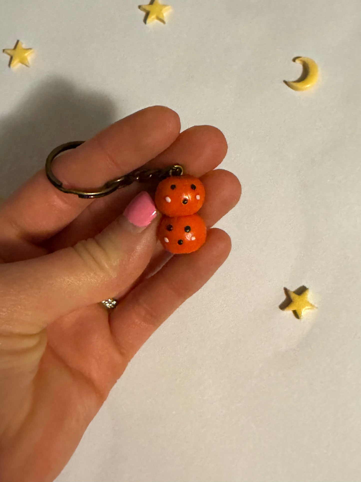 Double Pumpkin, Double Trouble Clay Keychain