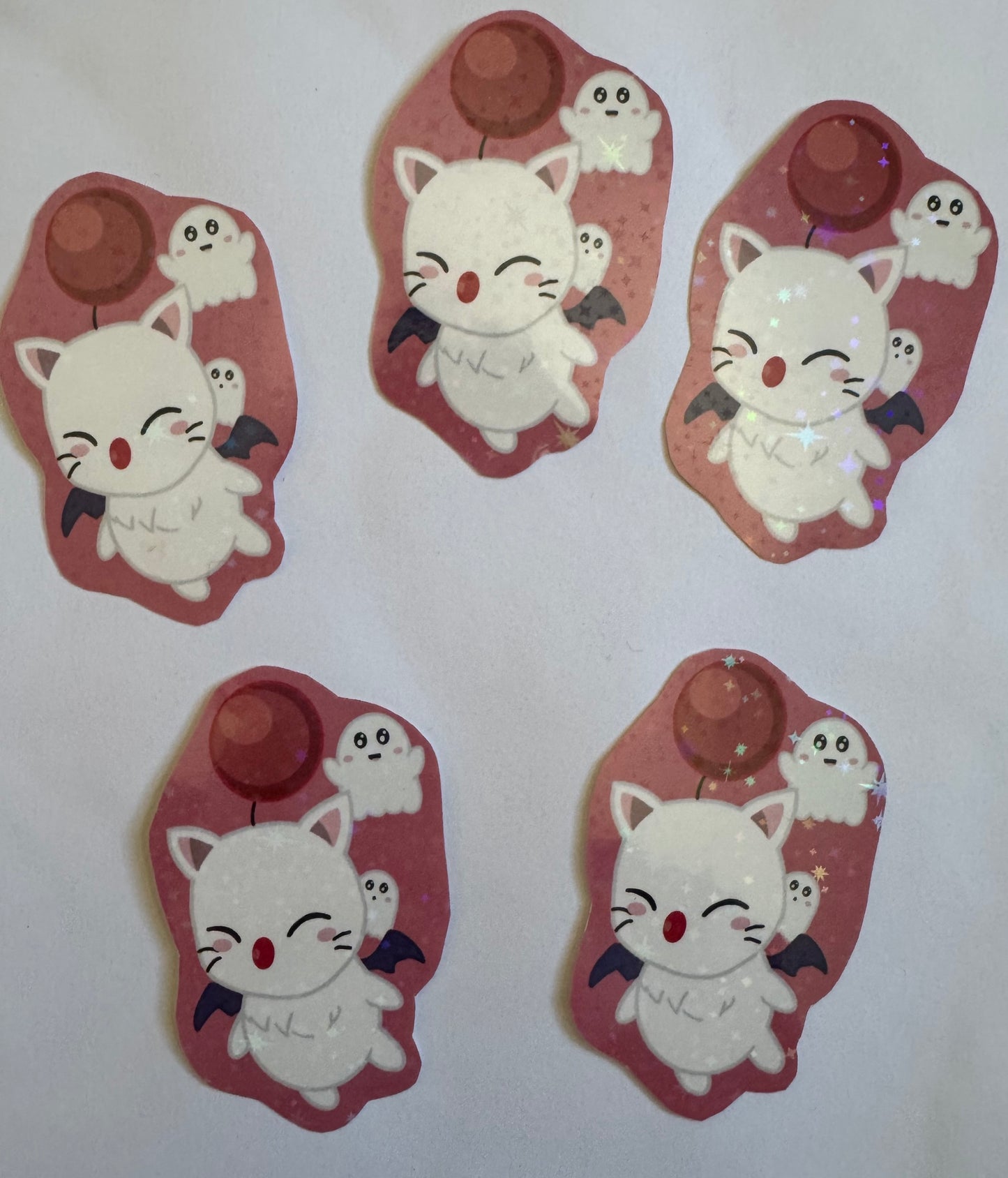 White Vampire and Ghost Friend Sparkly Vinyl Sticker