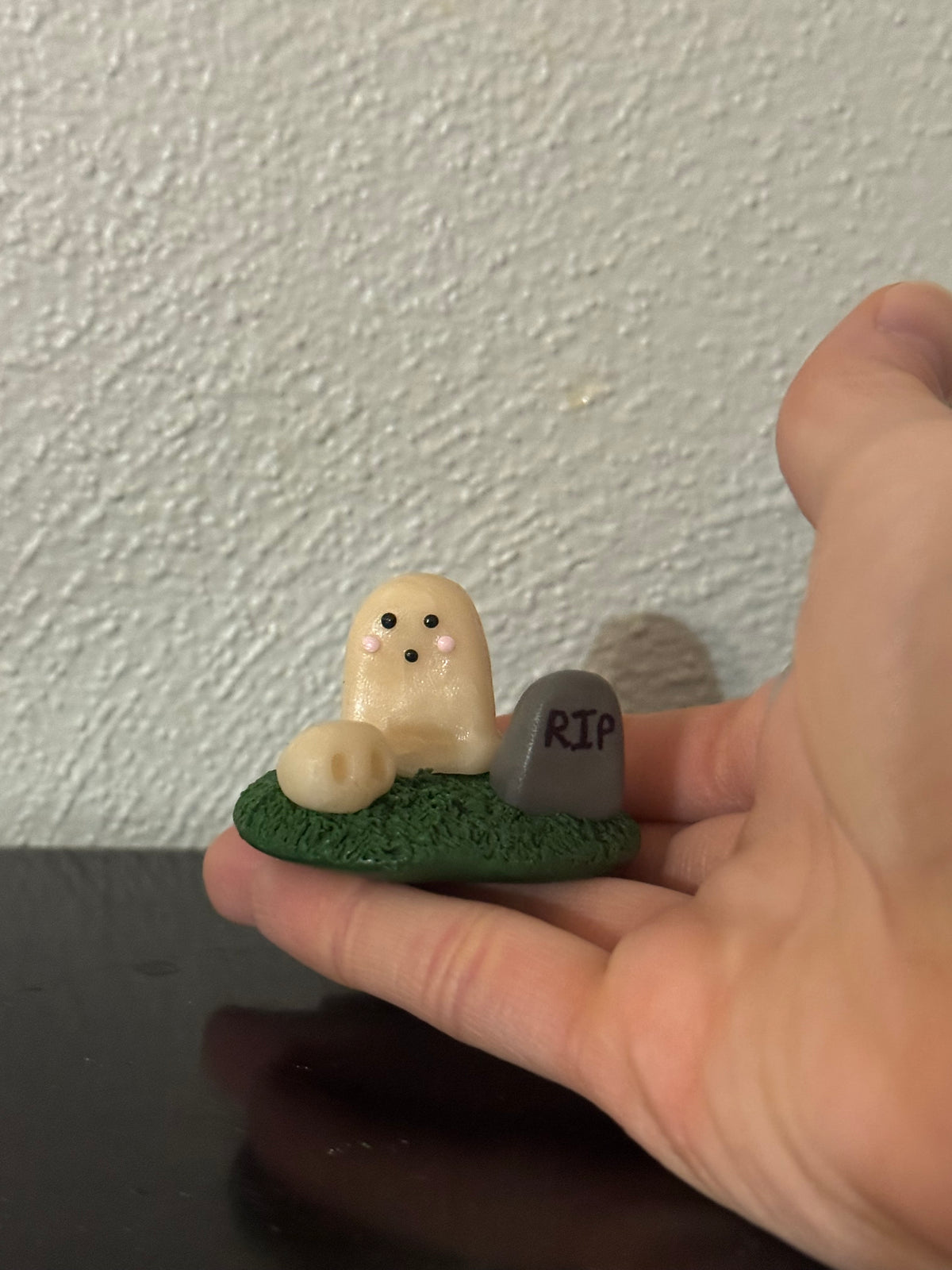 Gravestone and Ghost Clay Desk Friend
