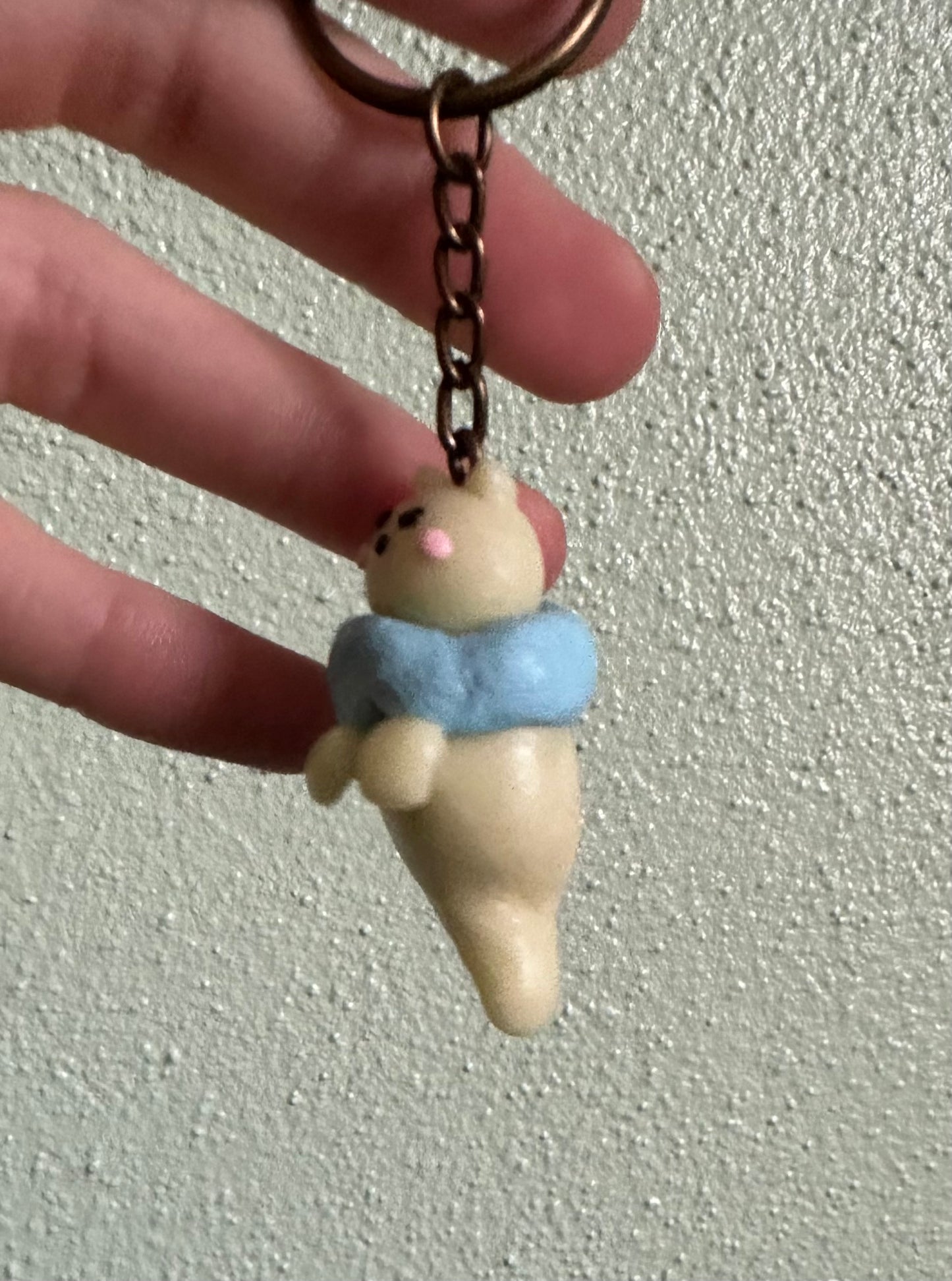 Glow in the Dark Clay Ghost Cat Keychain