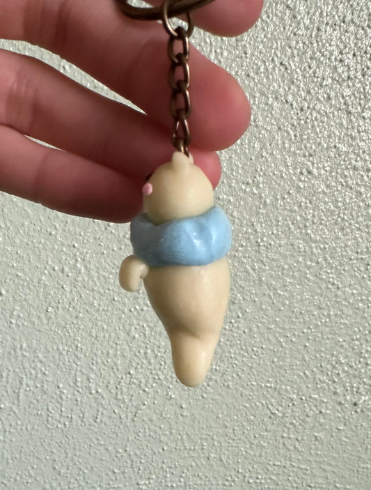 Glow in the Dark Clay Ghost Cat Keychain