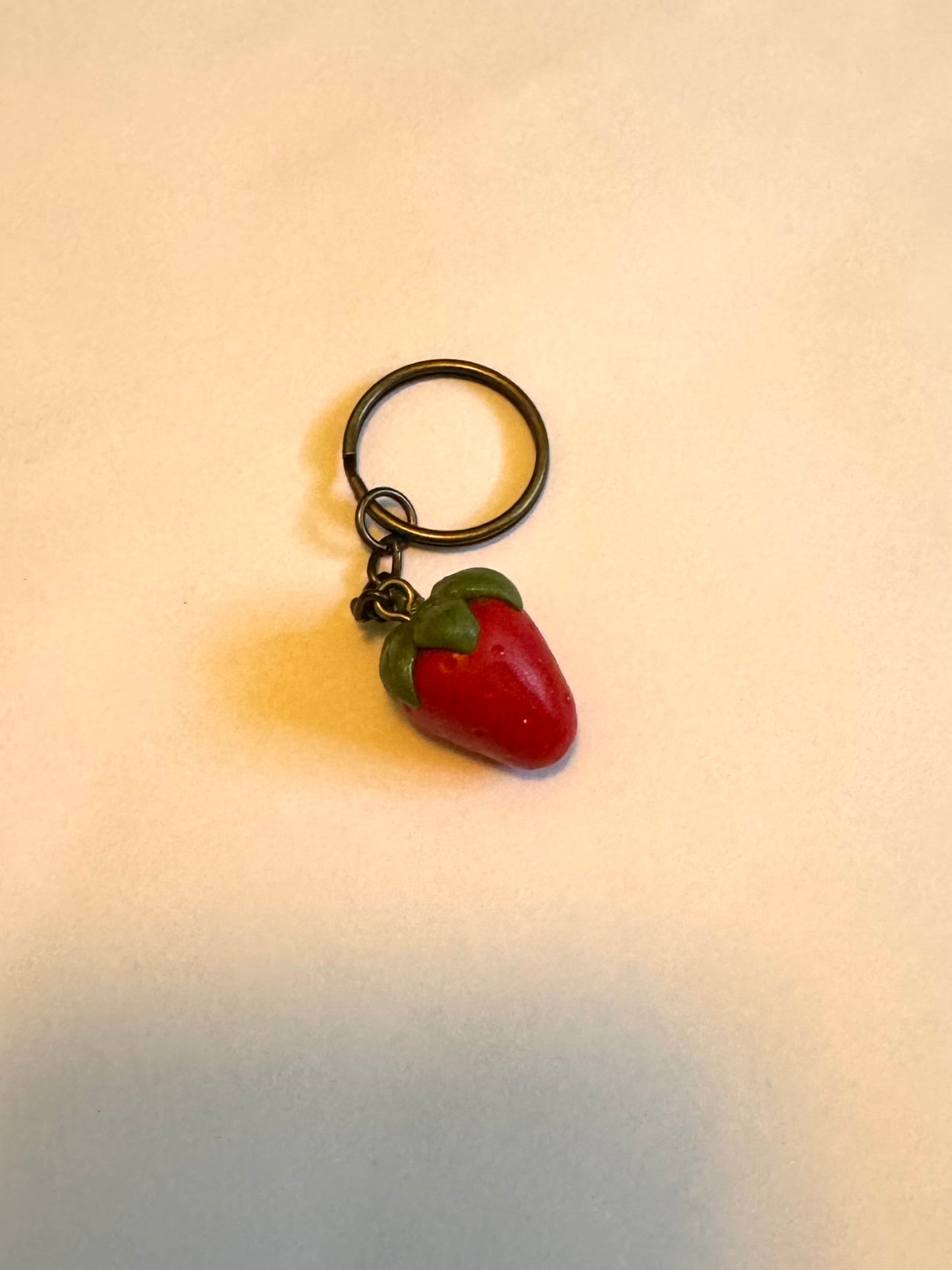 Clay Strawberry Keychain