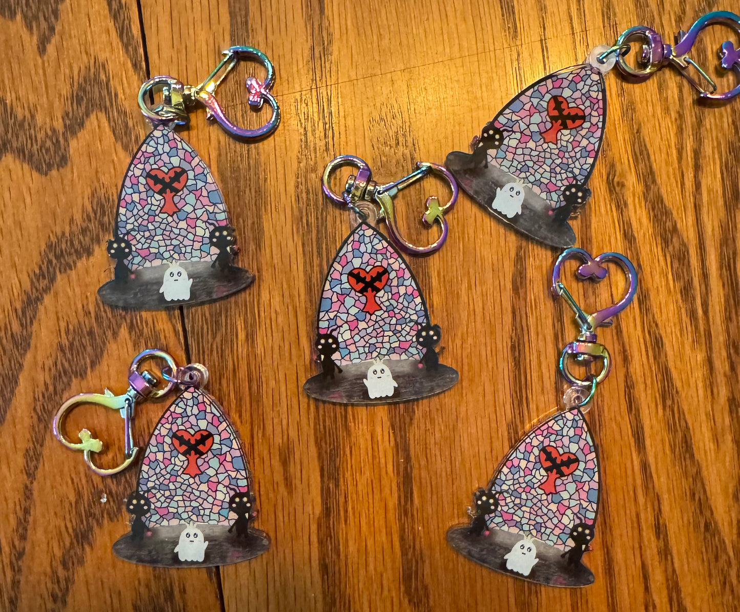 Stained Glass Shadow and Ghost Friend Epoxy Keychain