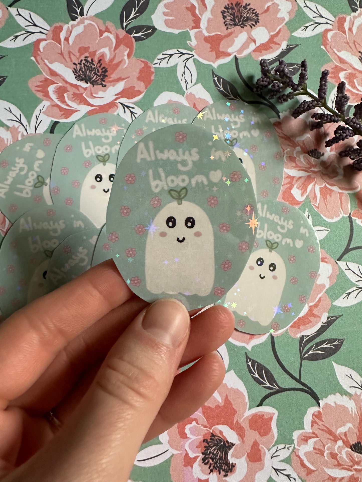 Always in Bloom Sparkly Vinyl Sticker