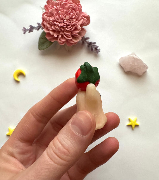 Strawberry Ghost Clay Desk Friend
