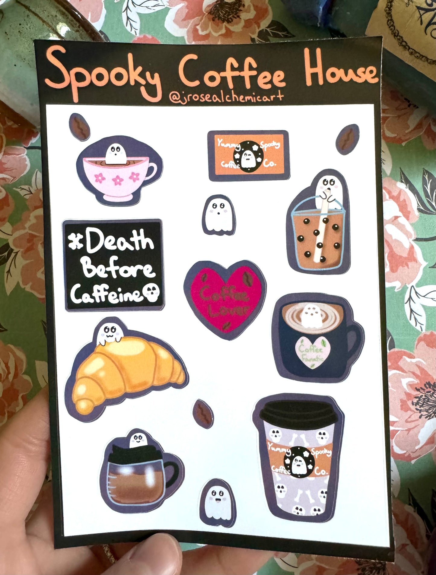 Spooky Coffee House Sticker Sheet