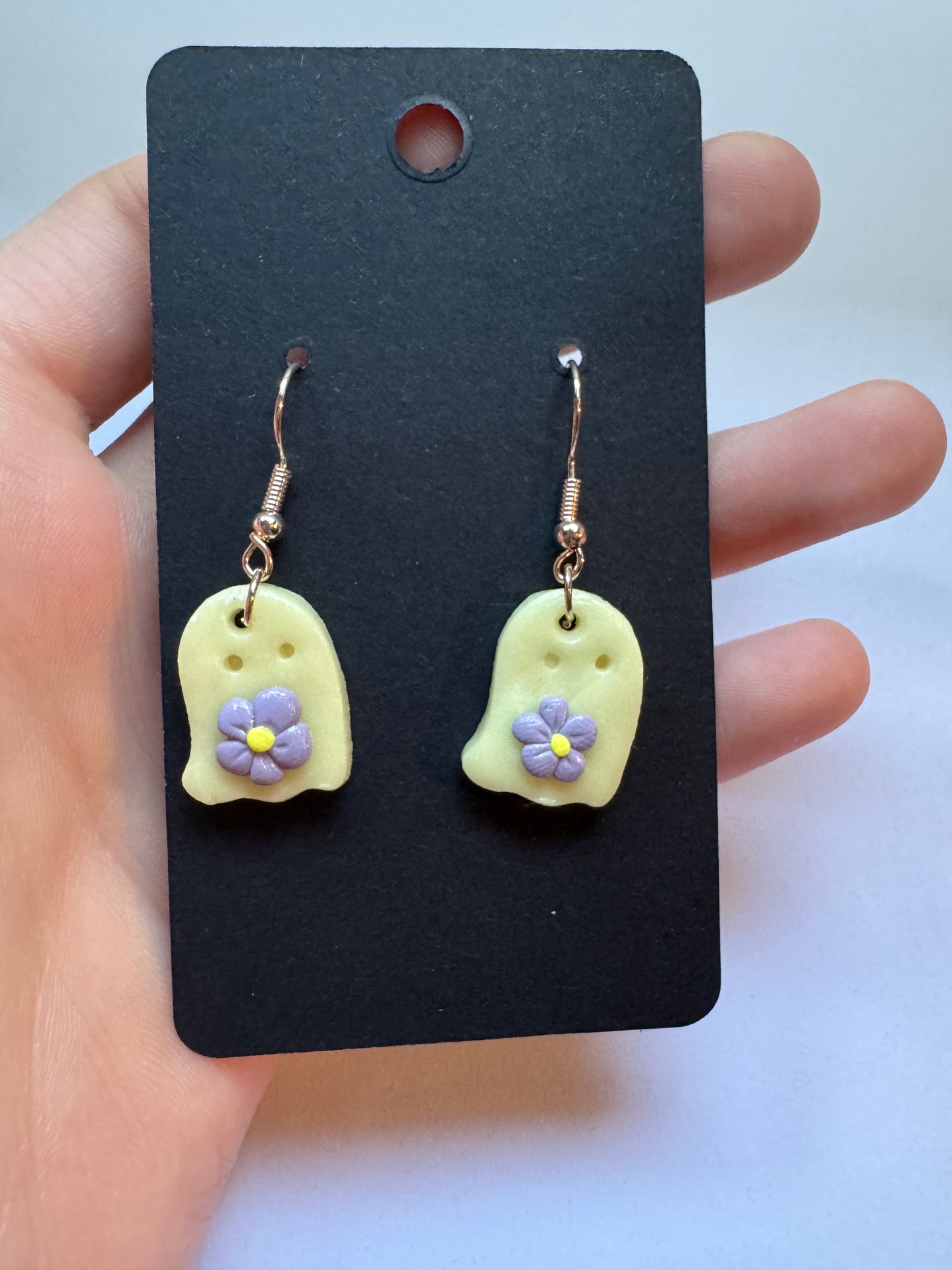 Mini Clay Ghost Floral Earrings
