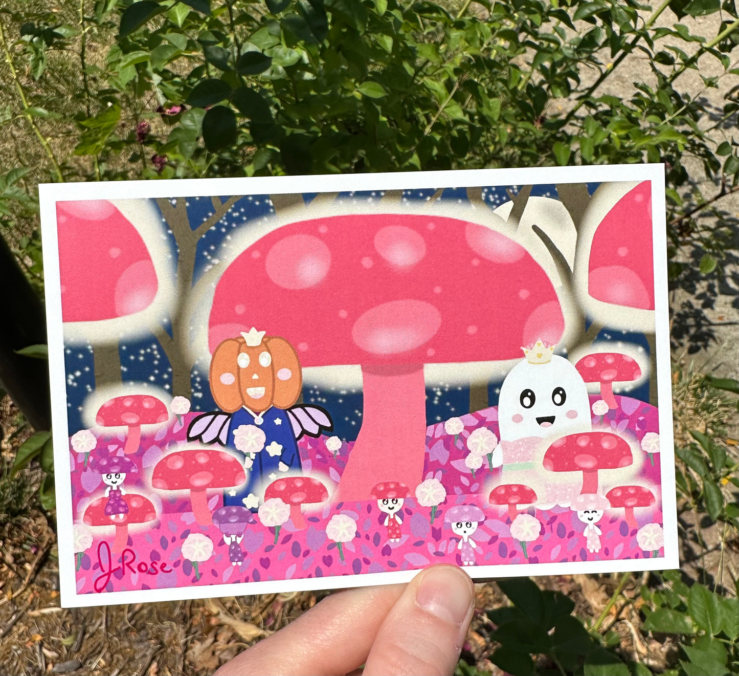 Mushroom Forest with Luna and Fred Art Print