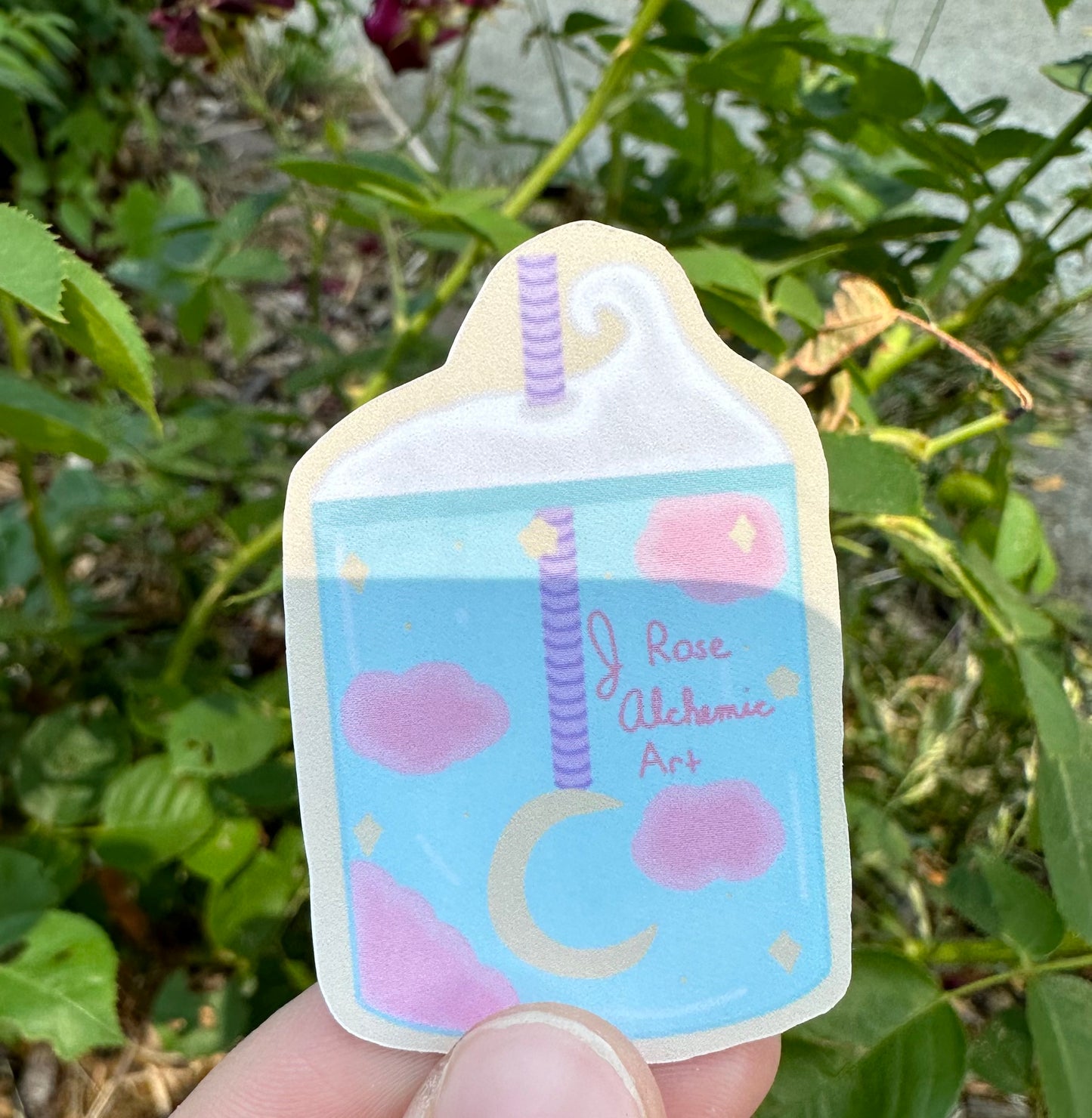 Starry Night Milkshake White Glossy Sticker