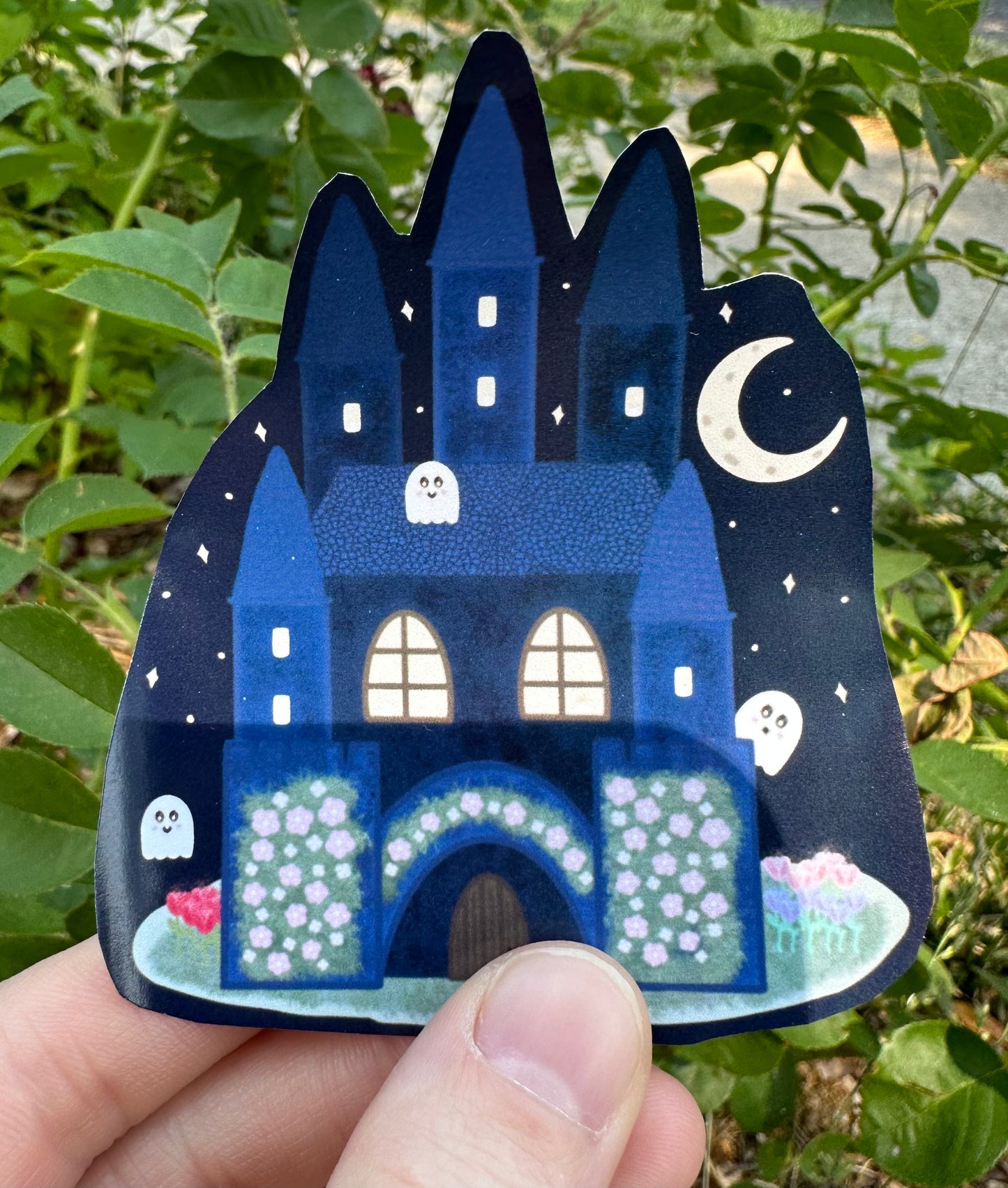 Velvet Blue Fantasy Castle Glossy Sticker
