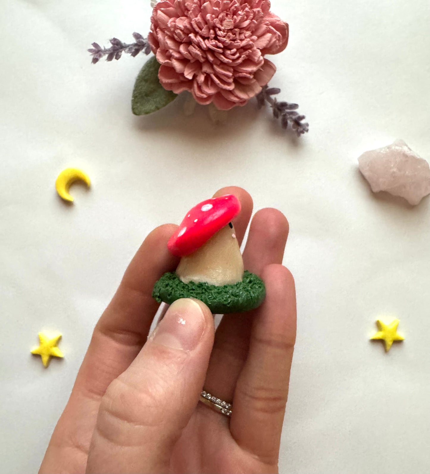 Mushroom Ghost Clay Desk Friend