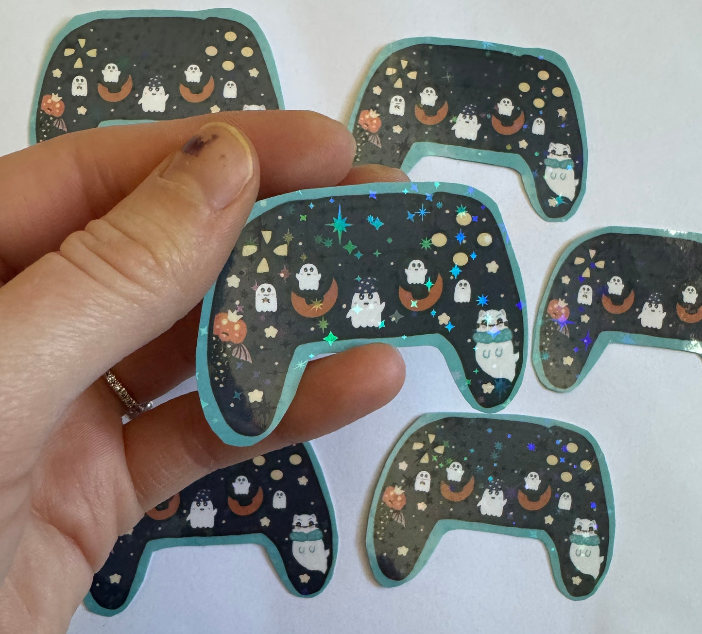 Spooky Game Controller Sparkly Vinyl Sticker