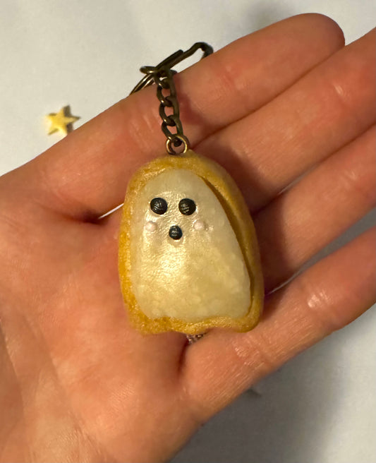 Ghost Frosted Sugar Cookie Clay Glow in the Dark Keychain