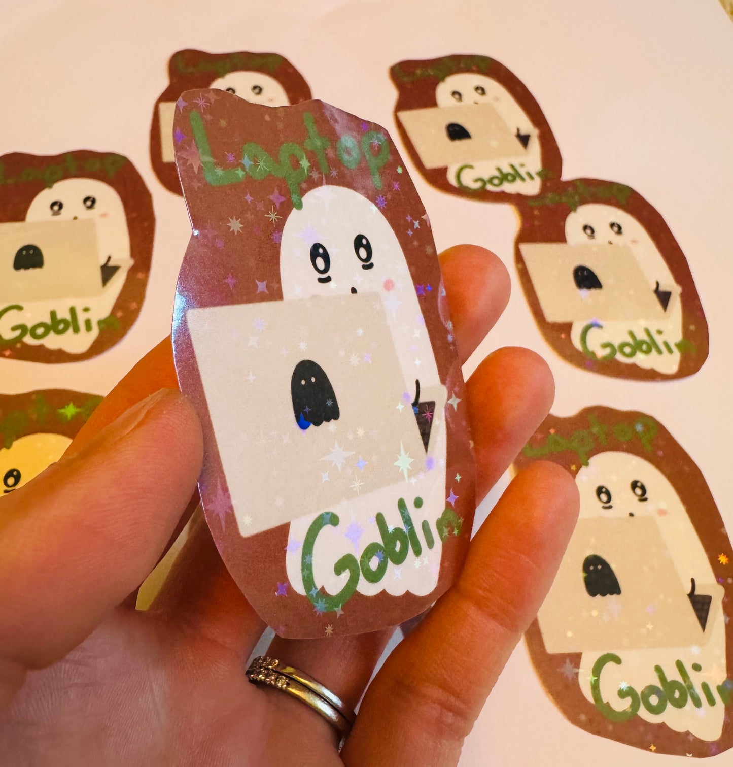 Laptop Goblin Sparkly Holographic Vinyl Sticker