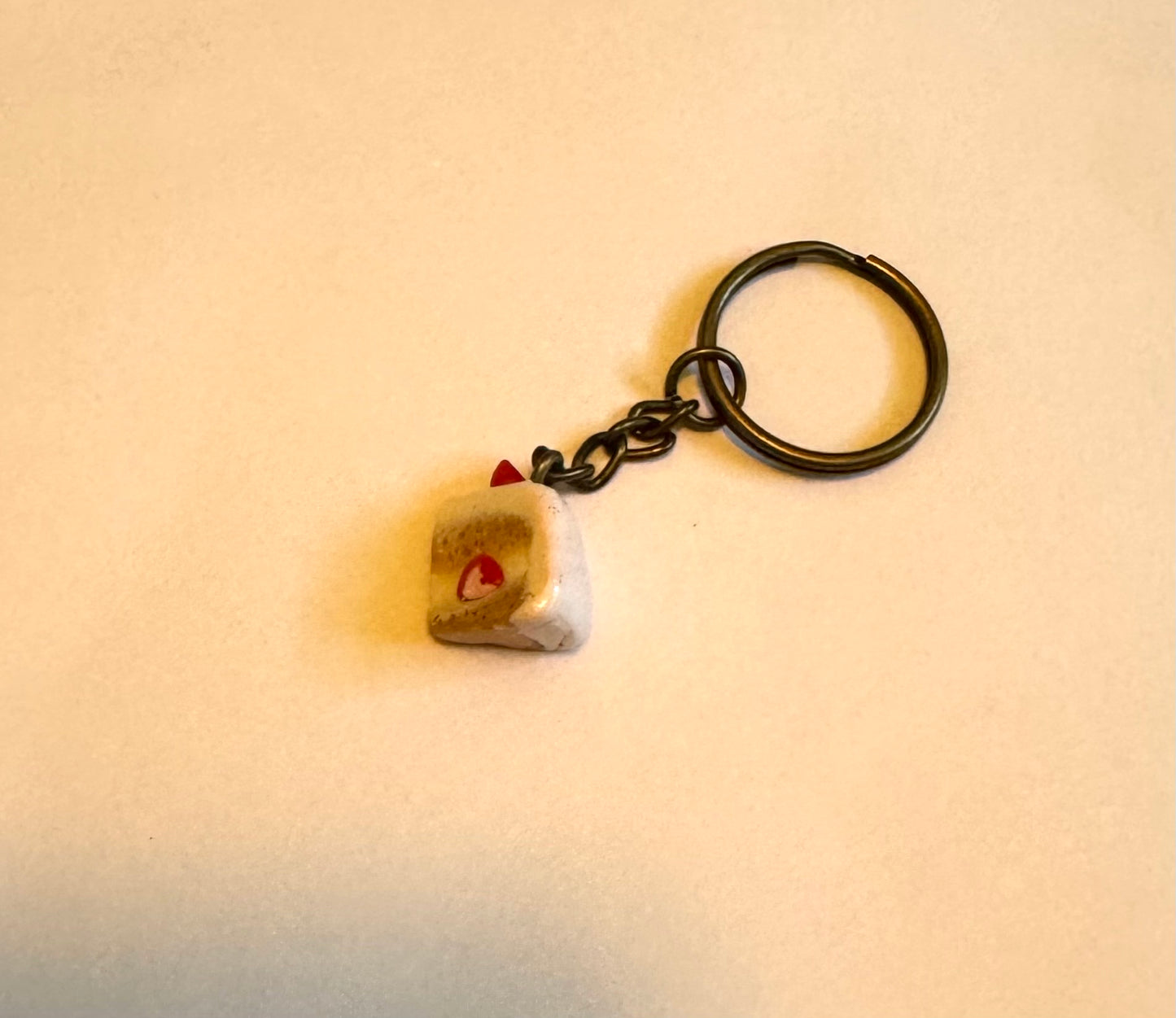 Clay Strawberry Cake Slice Keychain