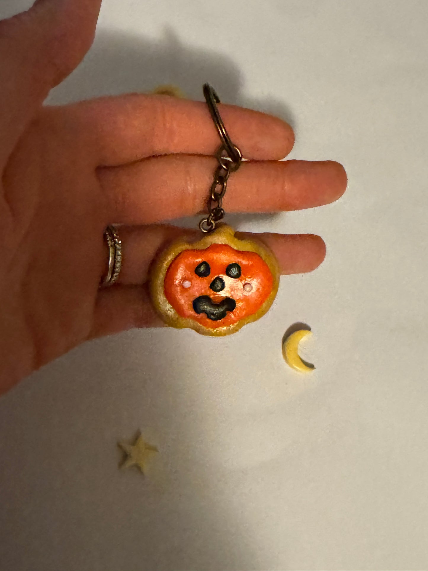 Frosted Pumpkin Sugar Cookie Clay Keychain