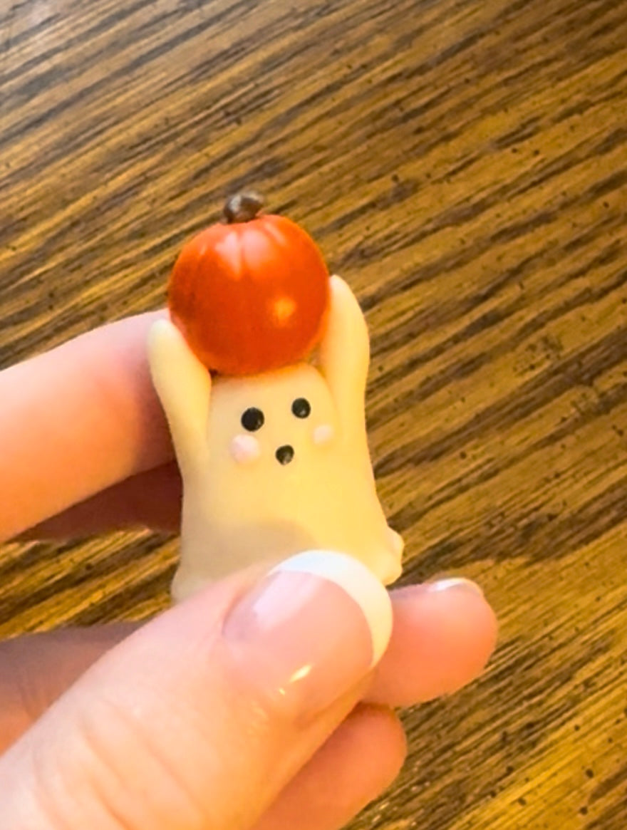 Clay Pumpkin and Ghost Desk Friend