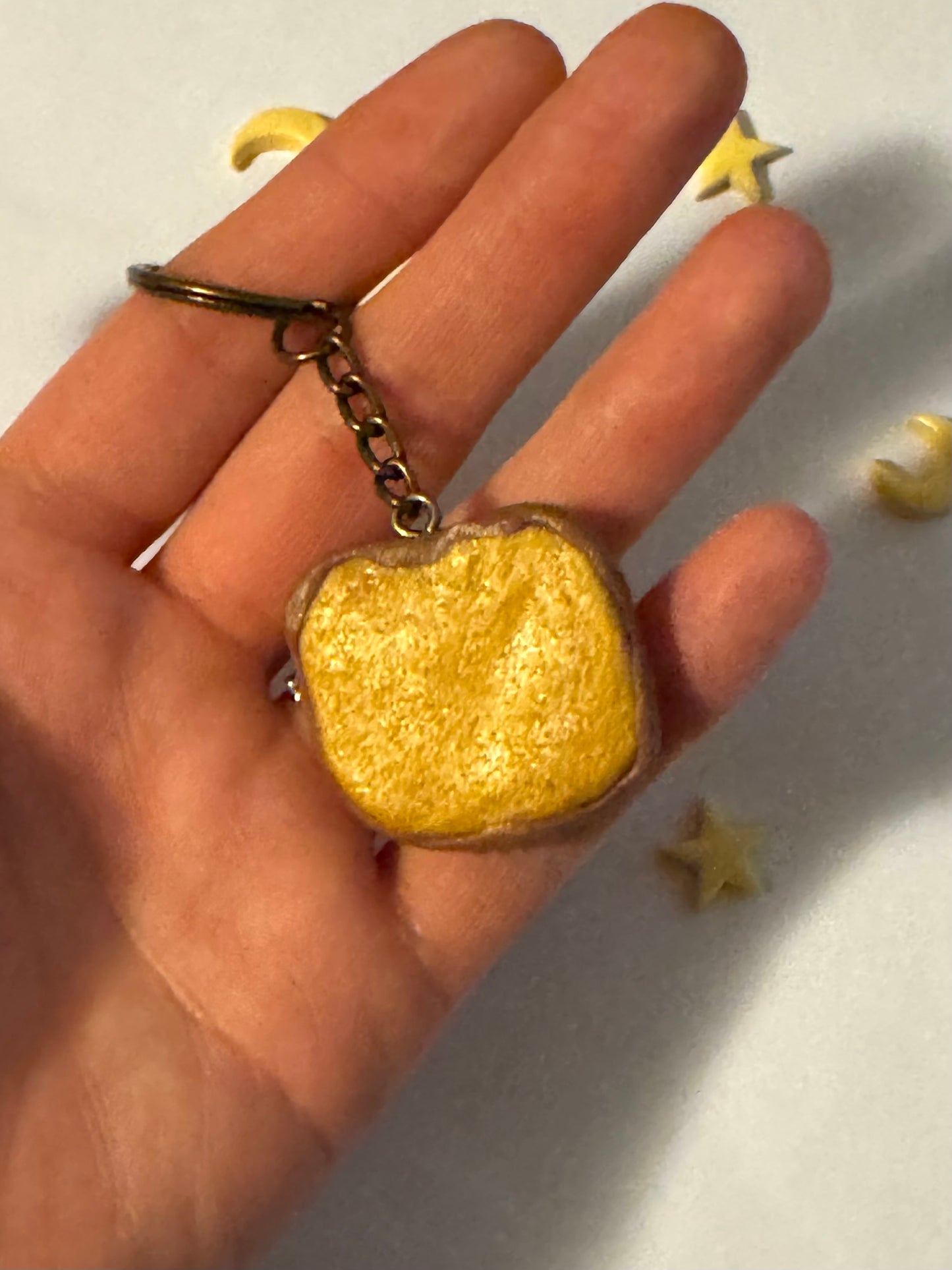 Ghost Egg and Toast Clay Keychain