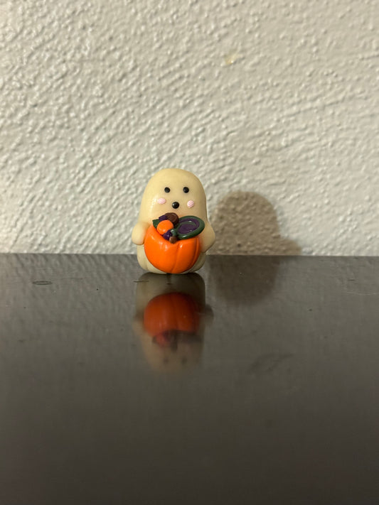 Clay Pumpkin Candy Basket Ghost