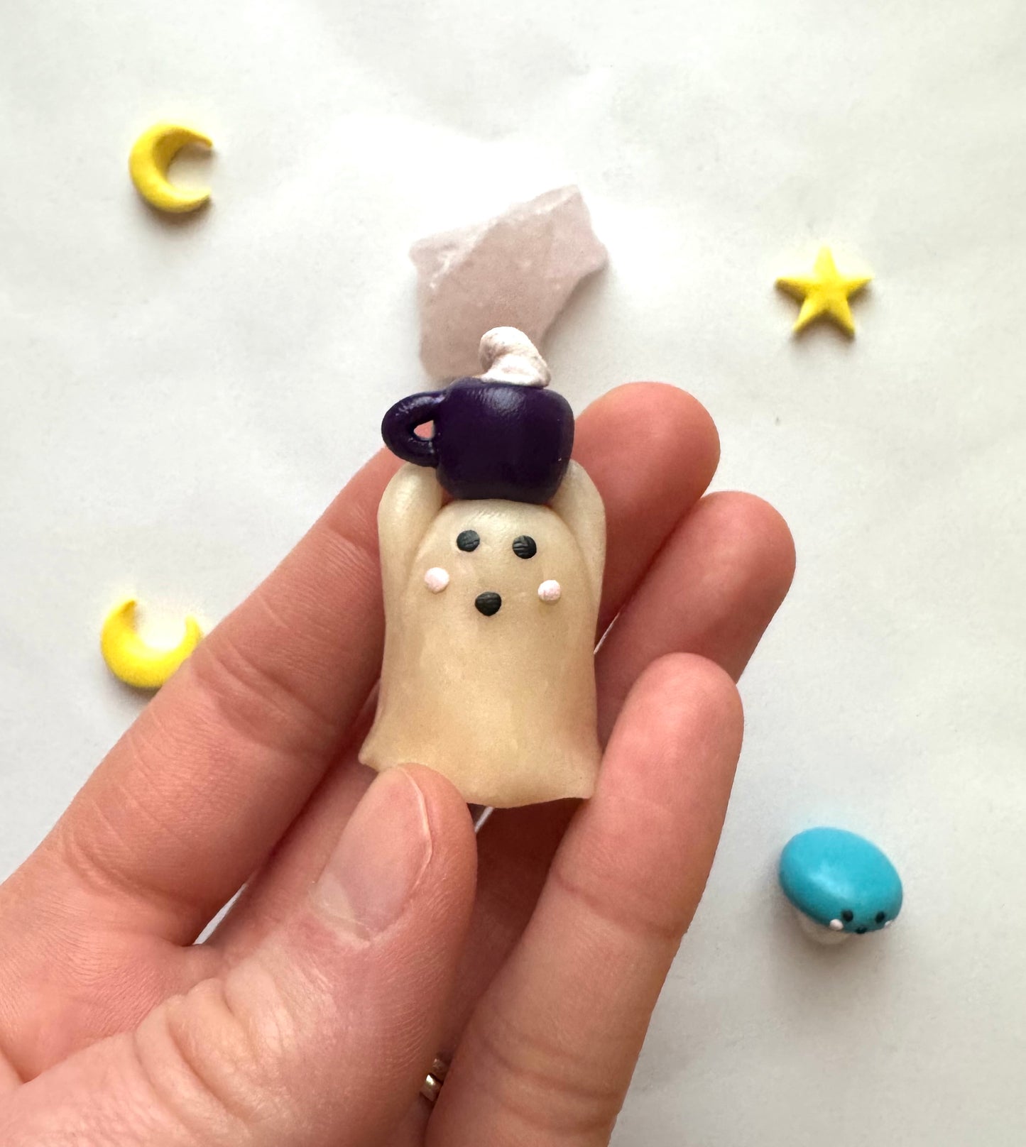 Mini Clay Coffee Ghost Friend