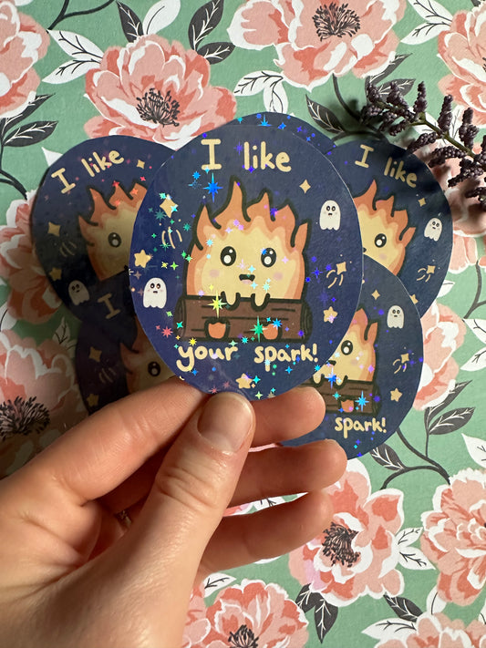 I Like Your Spark Fire Friend Sparkly Vinyl Sticker