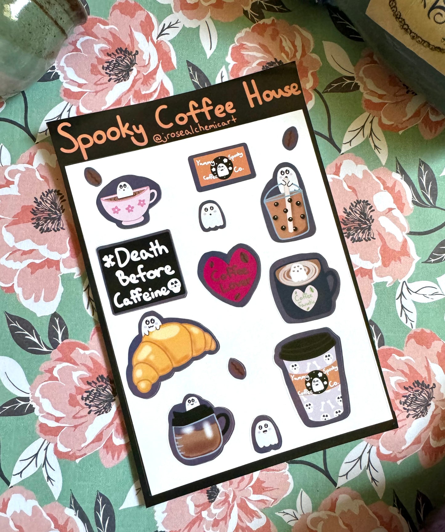 Spooky Coffee House Sticker Sheet