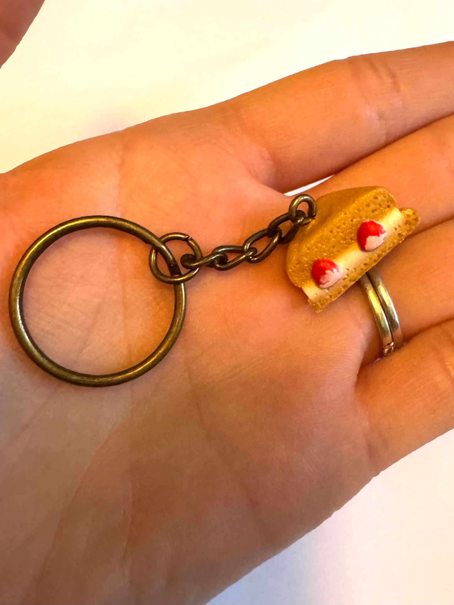 Clay Strawberry Sandwich Keychain