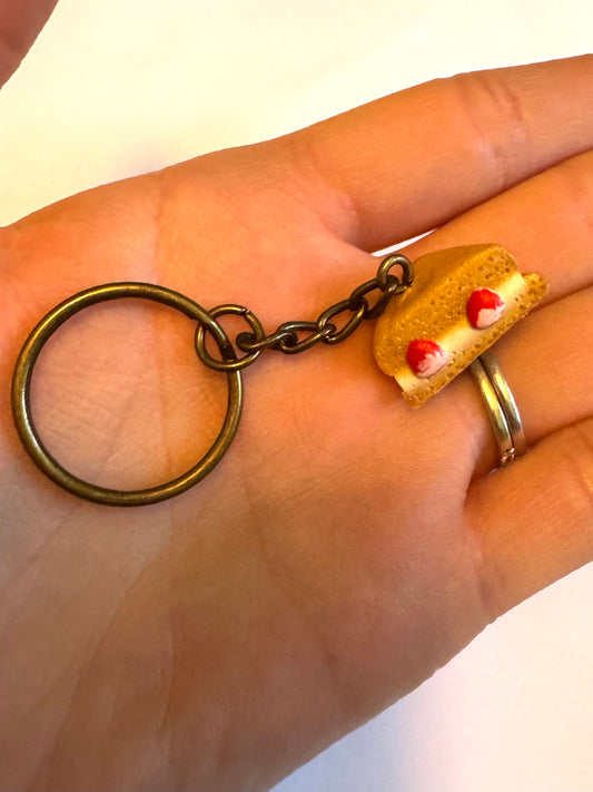 Clay Strawberry Sandwich Keychain