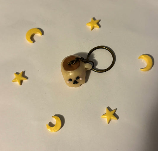 Skull Coffee Mug Clay Glow in the Dark Keychain