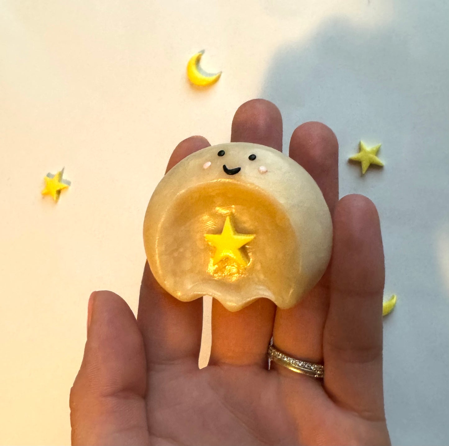 Wishing Star Ghost Clay Worry Stone