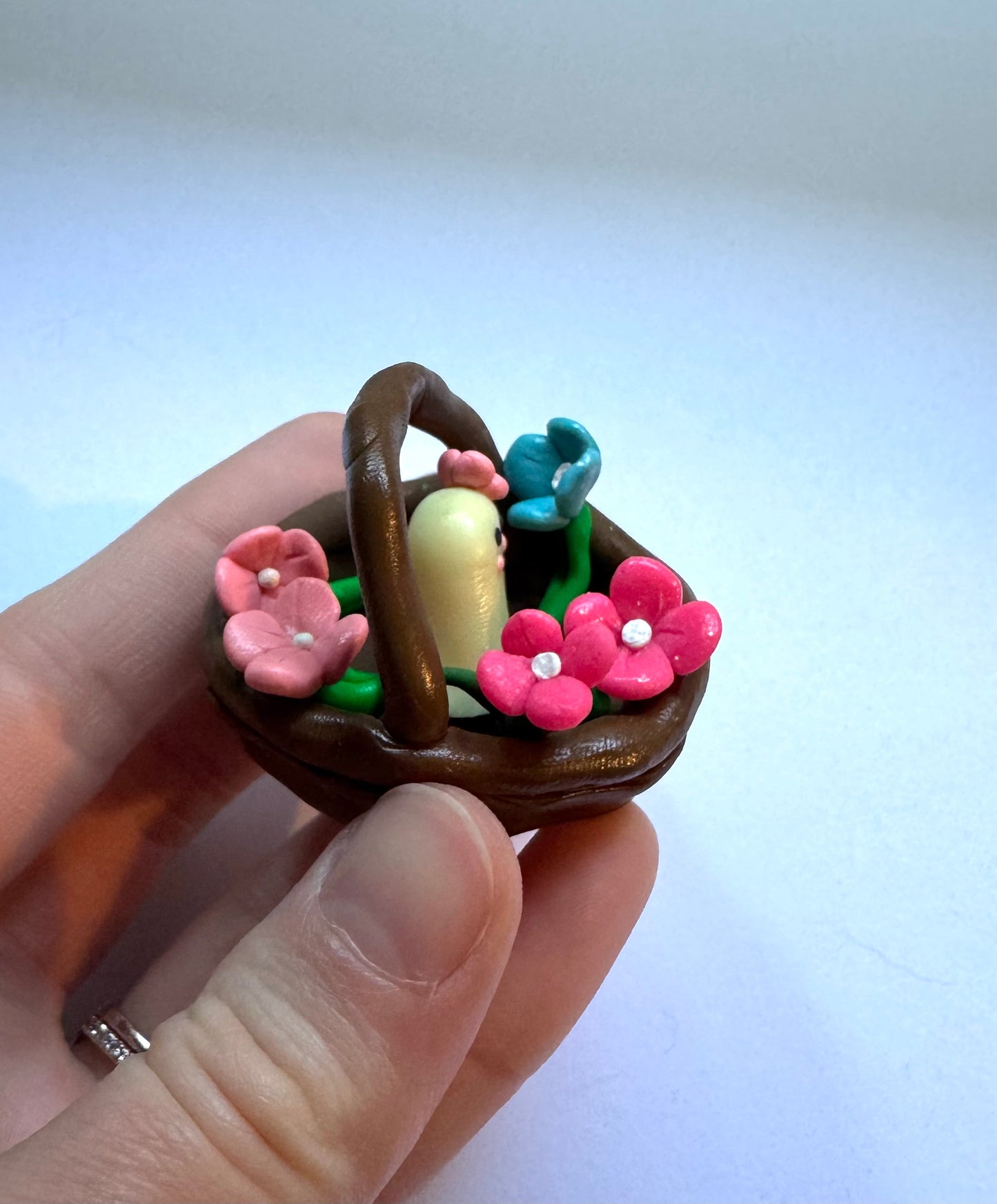 Clay Flower Basket Ghost Desk Friend