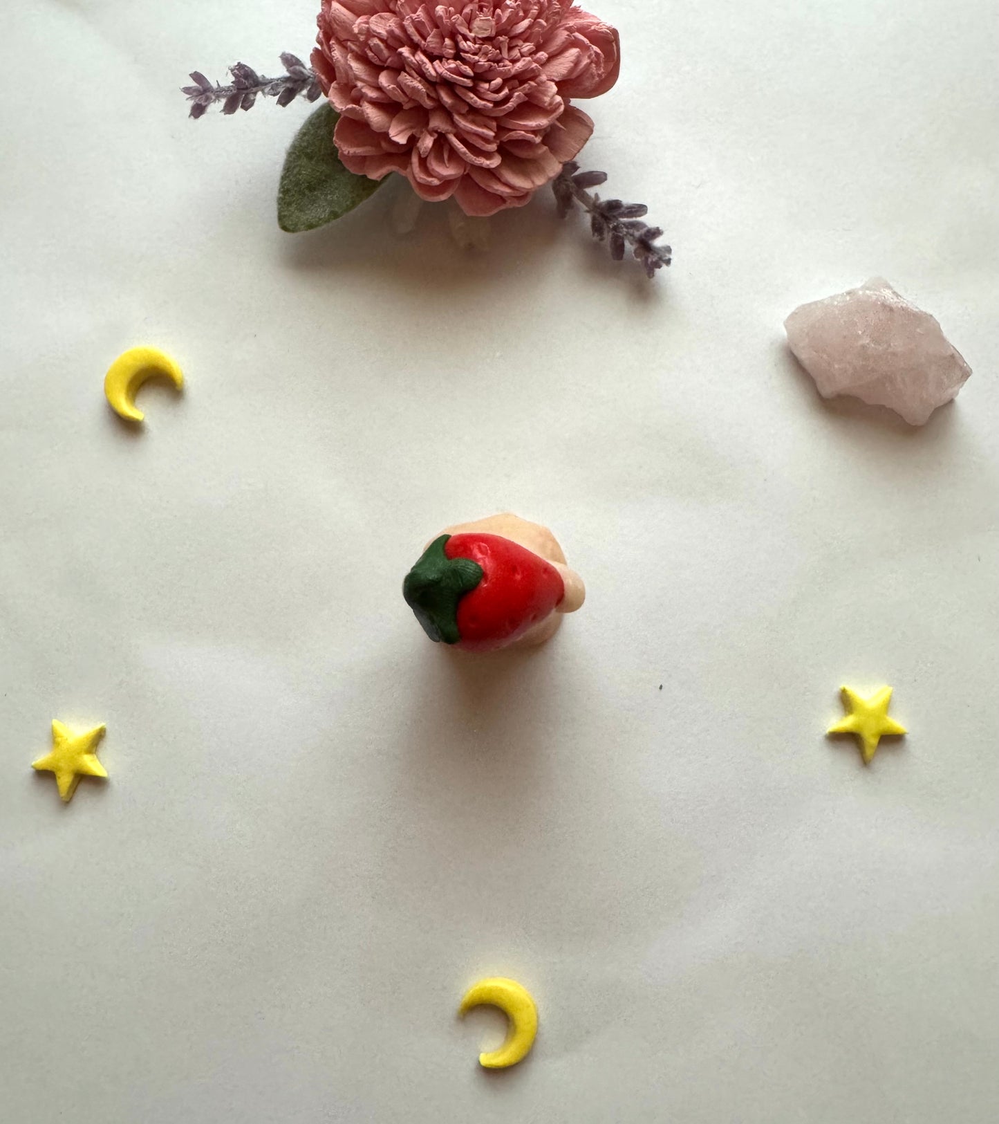 Strawberry Ghost Clay Desk Friend
