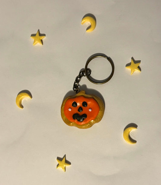 Frosted Pumpkin Sugar Cookie Clay Keychain