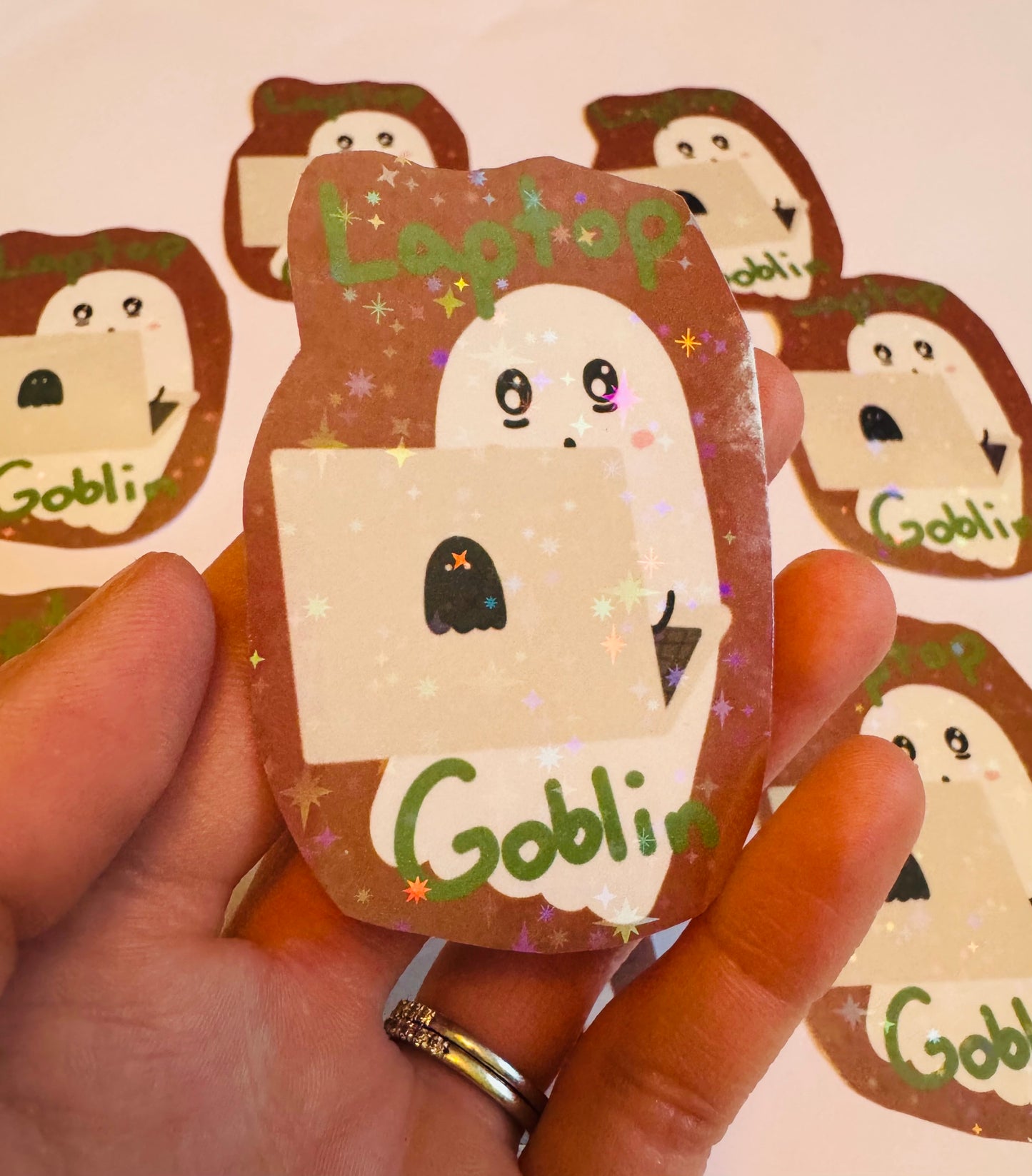 Laptop Goblin Sparkly Holographic Vinyl Sticker