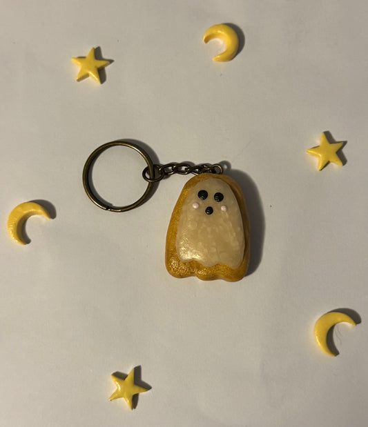 Ghost Frosted Sugar Cookie Clay Glow in the Dark Keychain