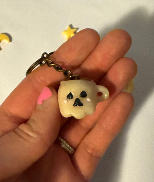 Skull Coffee Mug Clay Glow in the Dark Keychain