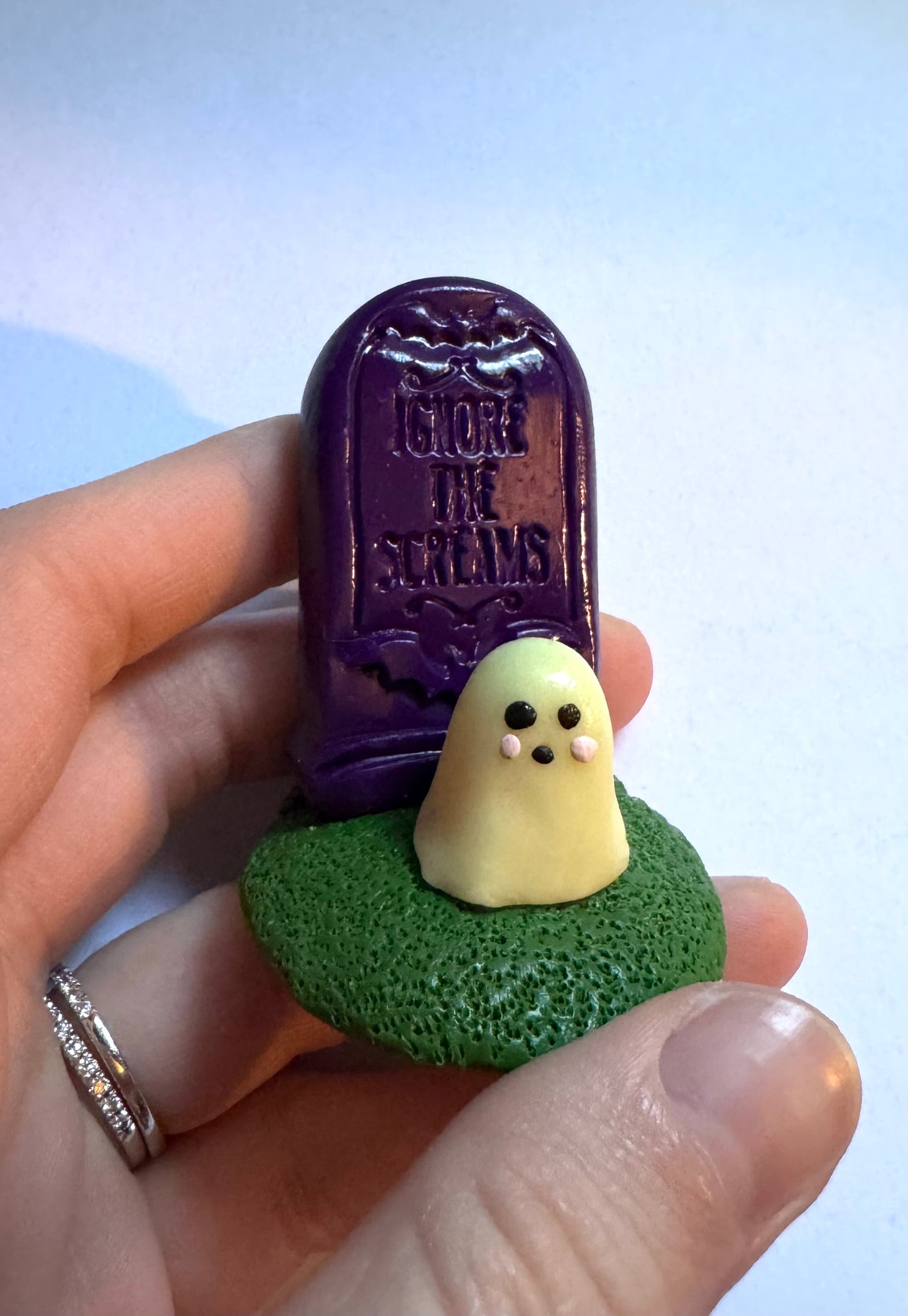 Clay Grave Ghost Desk Friend with Glow in the Dark Ghost!