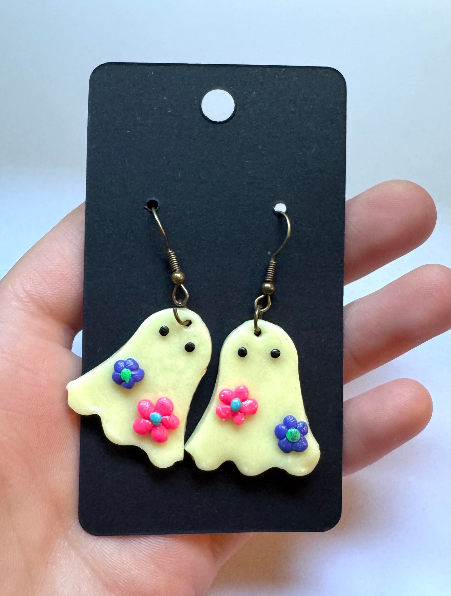 Glow in the Dark Floral Ghost Earrings