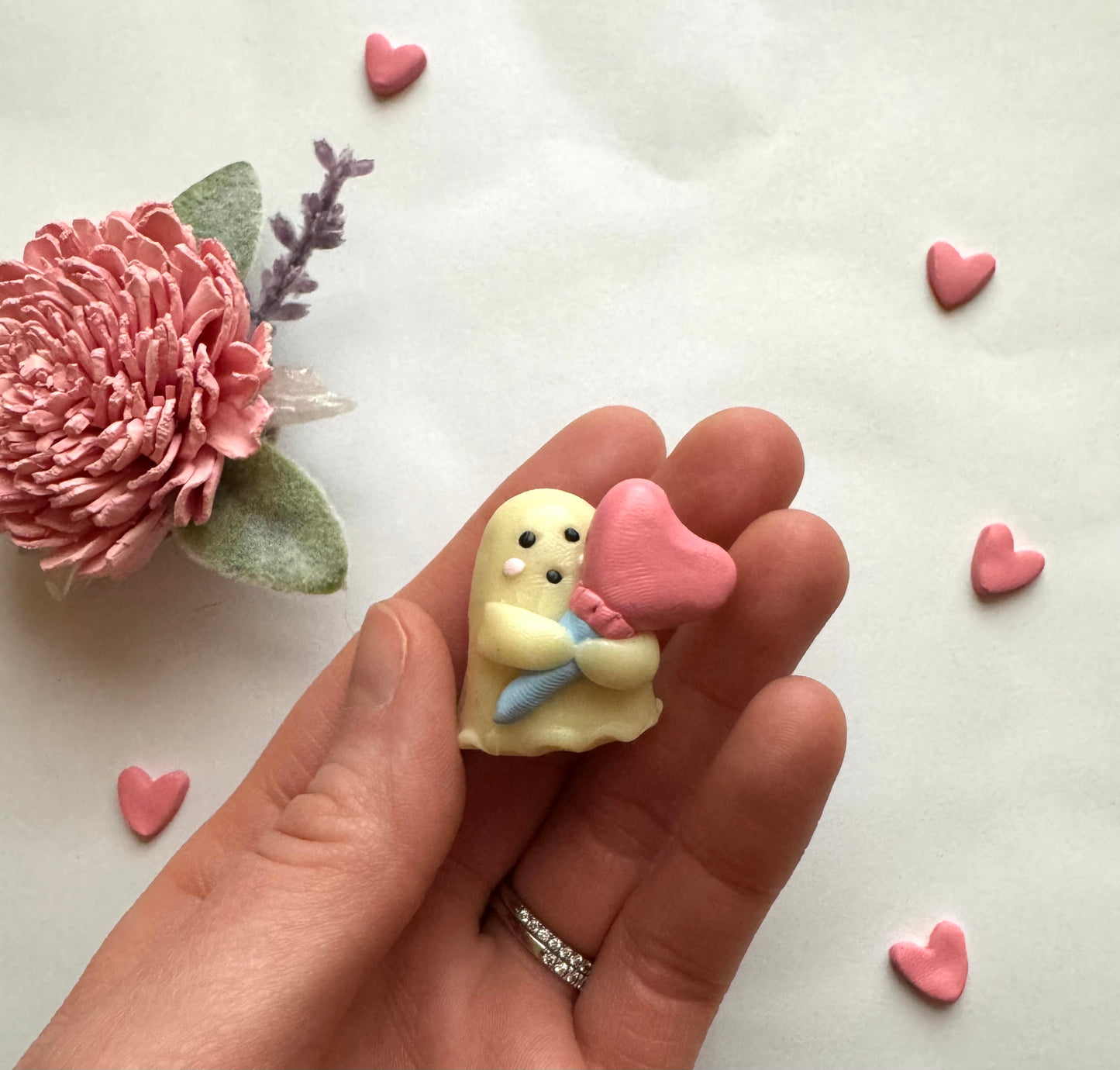 Clay Ghost Heart Scepter Desk Friend