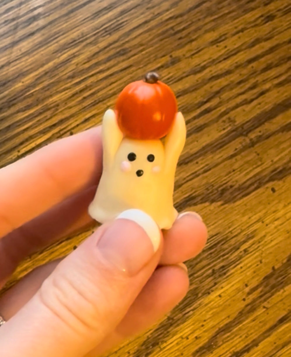 Clay Pumpkin and Ghost Desk Friend