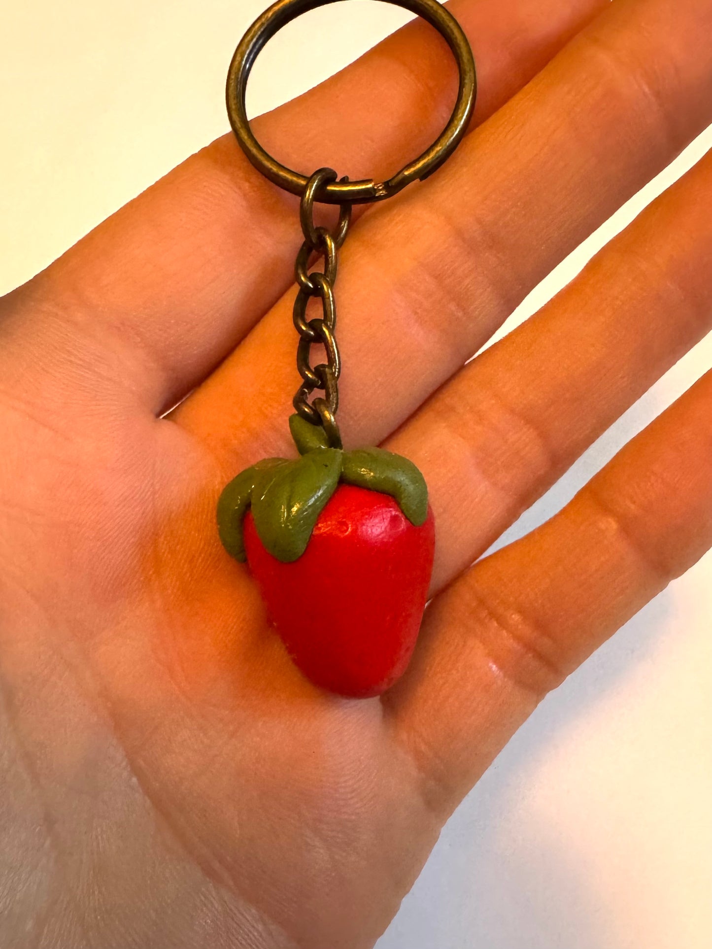 Clay Strawberry Keychain