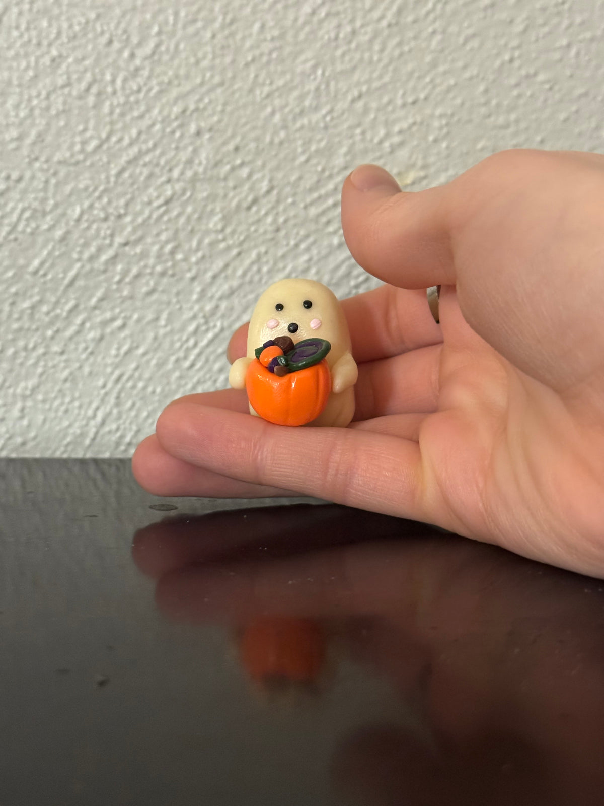 Clay Pumpkin Candy Basket Ghost