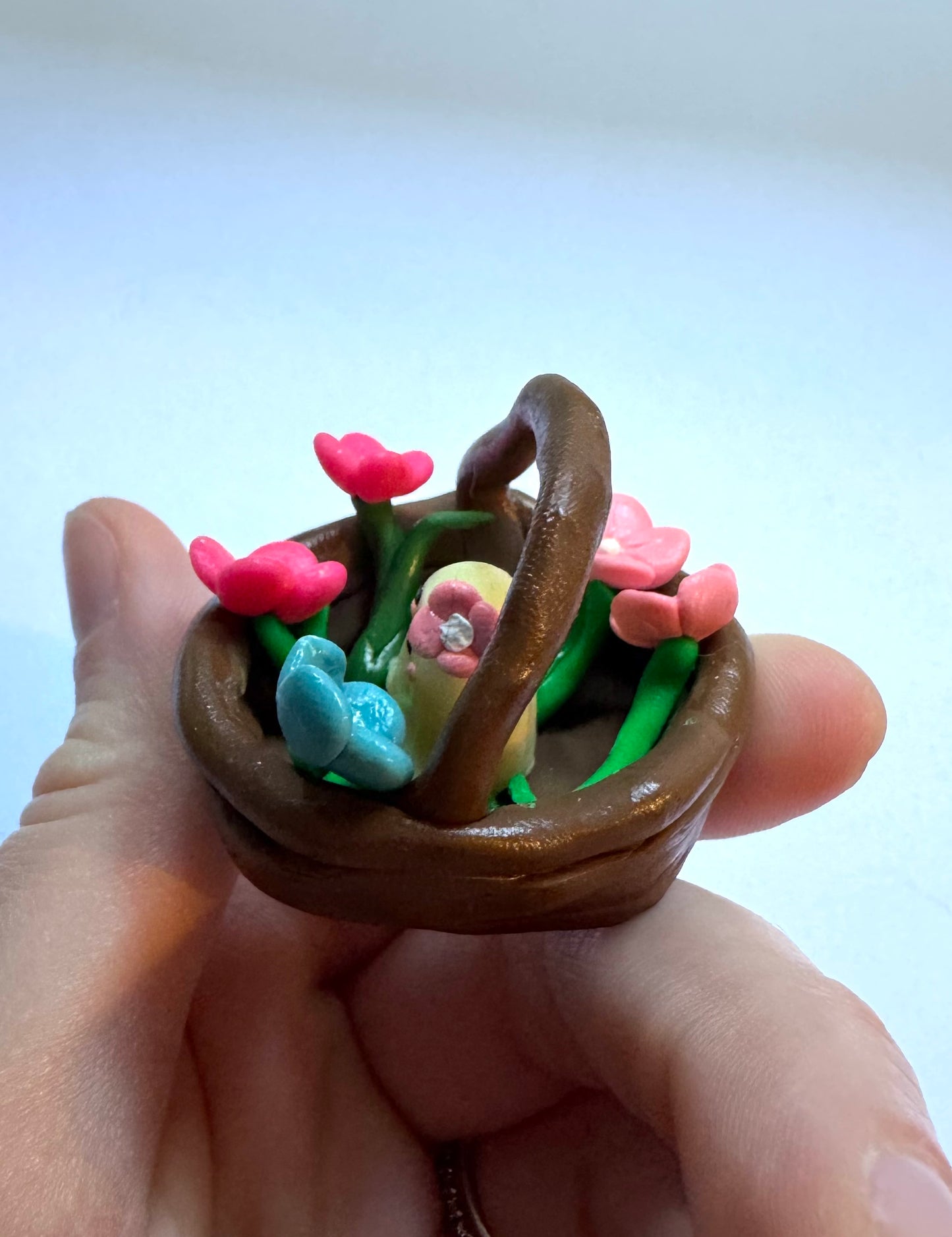 Clay Flower Basket Ghost Desk Friend