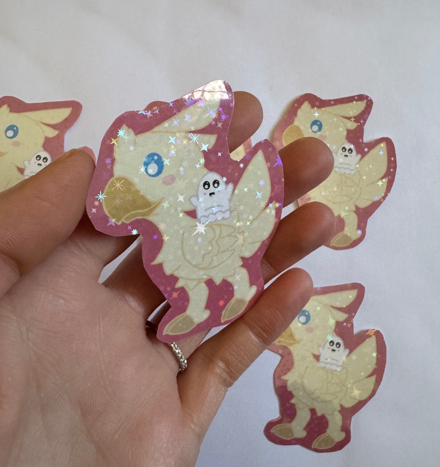Riding Chicken and Ghost Friend Sparkly Vinyl Sticker