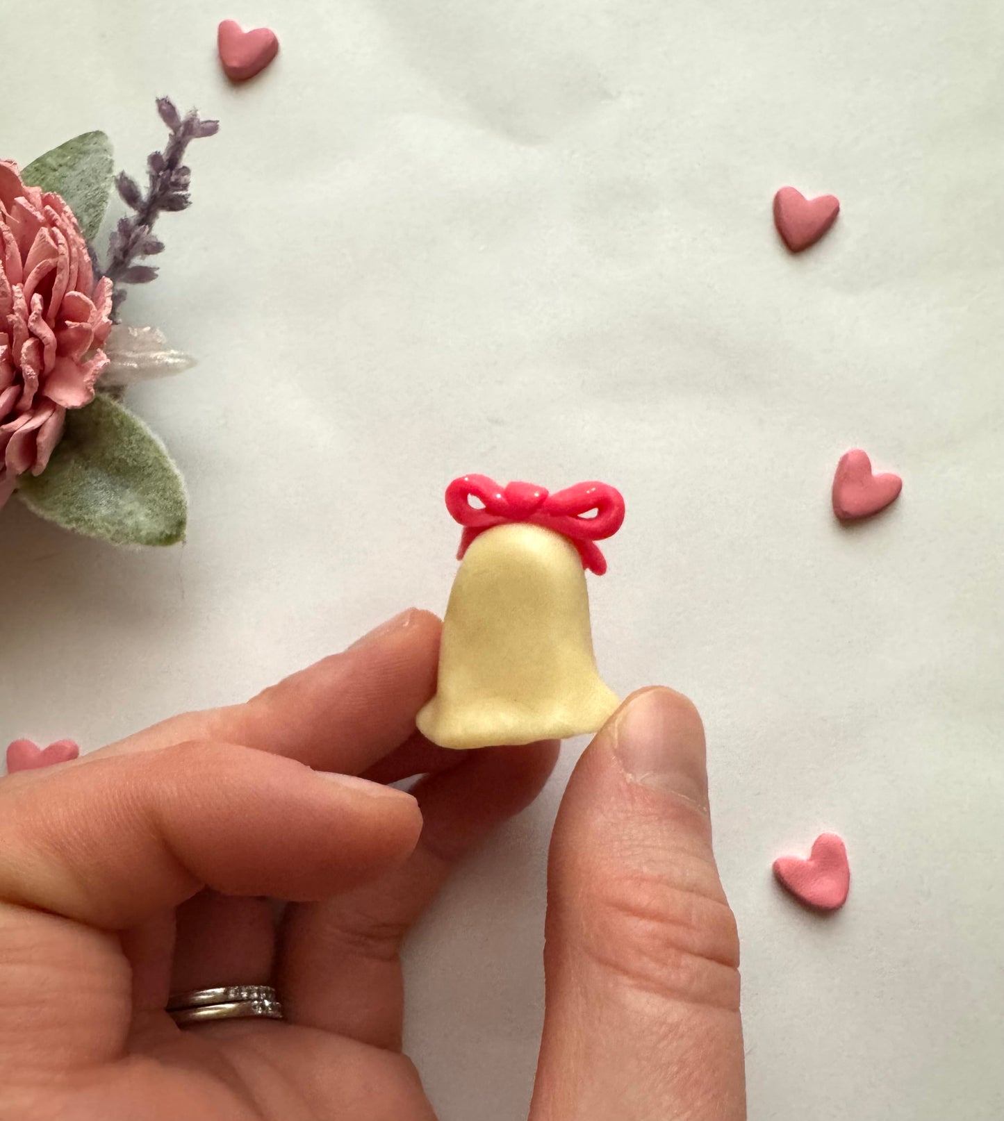 Clay Pink Bow Ghost Desk Friend