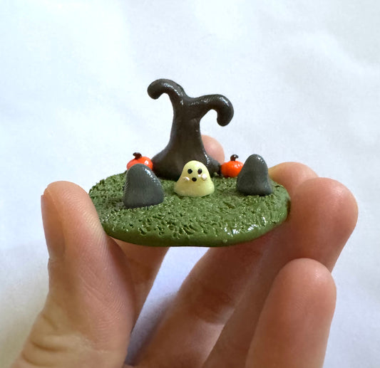 Polymer Clay Spooky Graveyard Scene