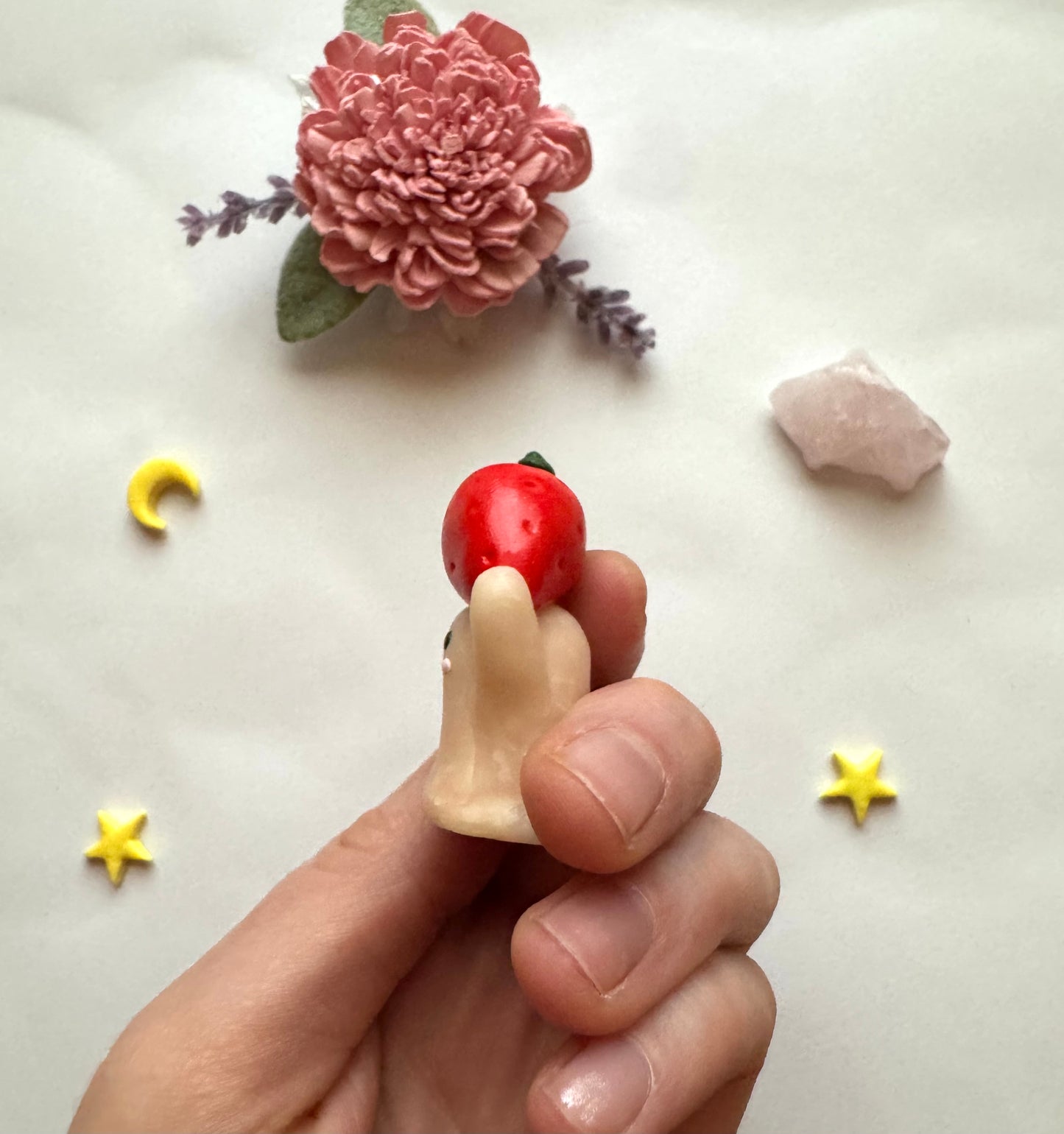 Strawberry Ghost Clay Desk Friend