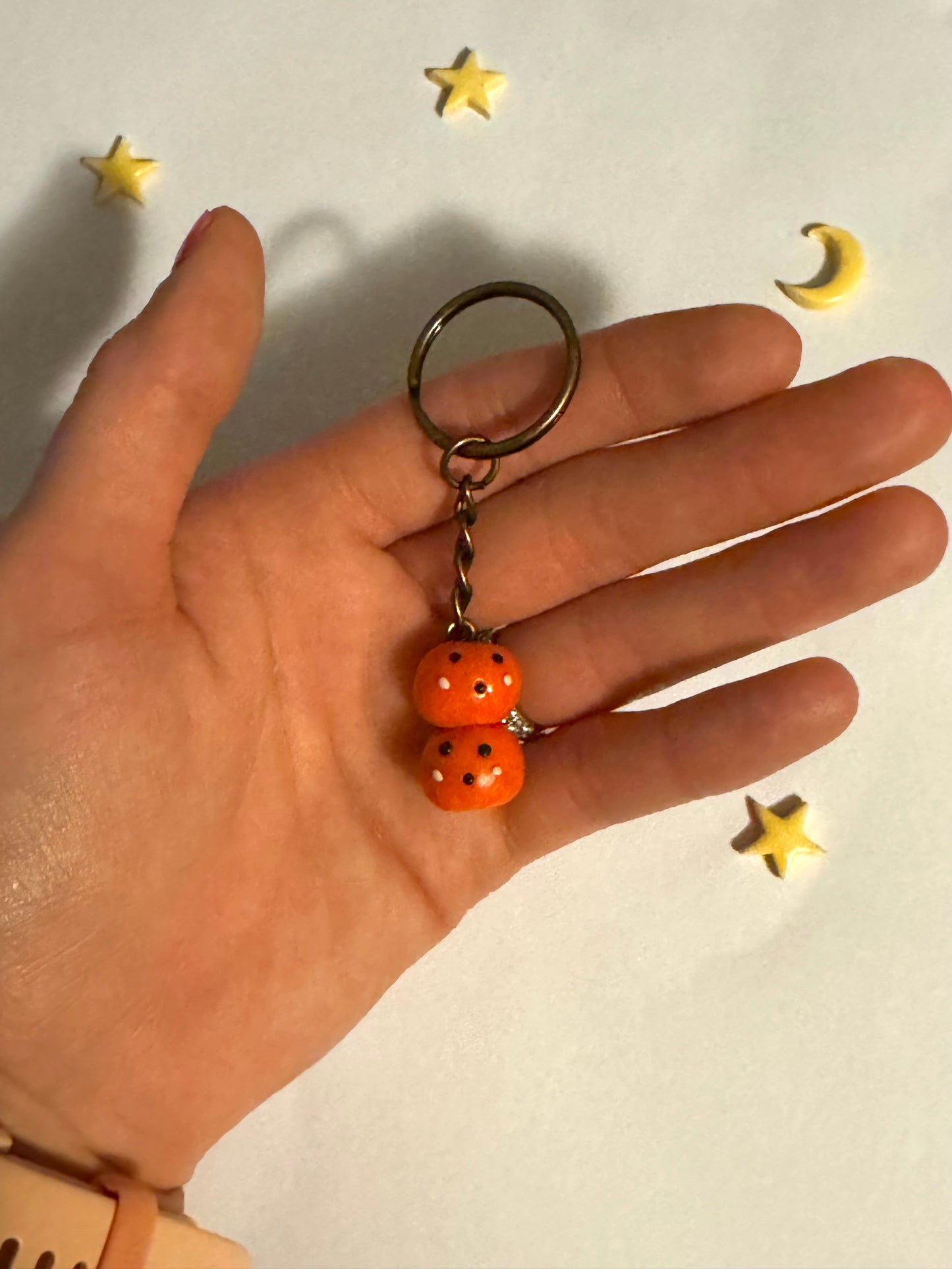 Double Pumpkin, Double Trouble Clay Keychain