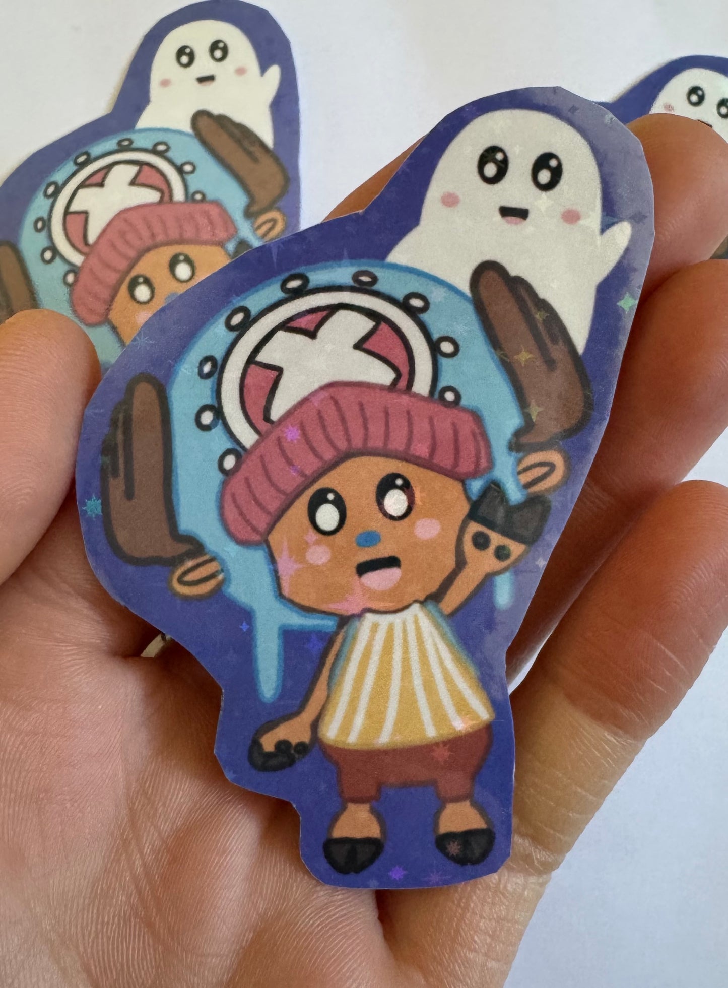 Reindeer and Ghost Sparkly Vinyl Sticker